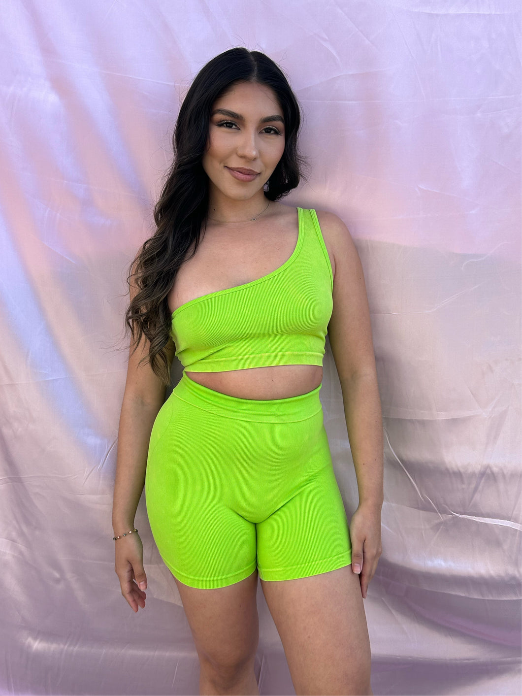 ONE SHOULDER BIKER SET (LIME)